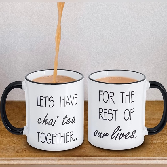 2 Mug Set CoupleHim and Her Ideal Gift Lovers Coffee Mugs White Black NEW IN BOX - Picture 3 of 8